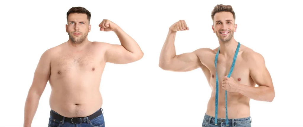 man's before and after photo for weight loss 