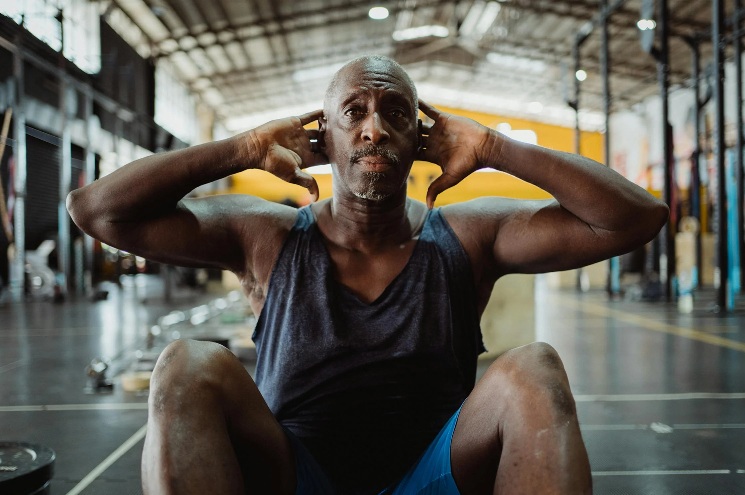 middle aged man working out